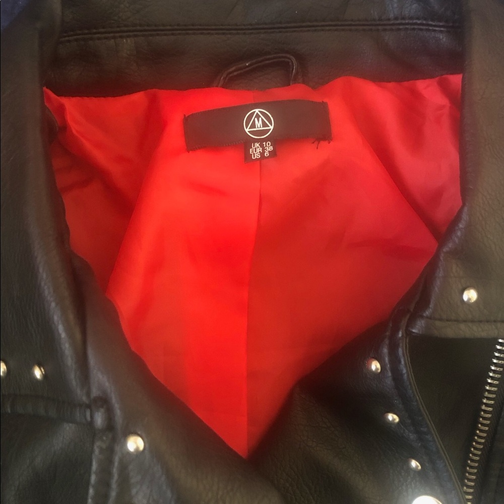 MissGuided Kitty Motto Leather Jacket - Size 6 - Picture 3 of 6